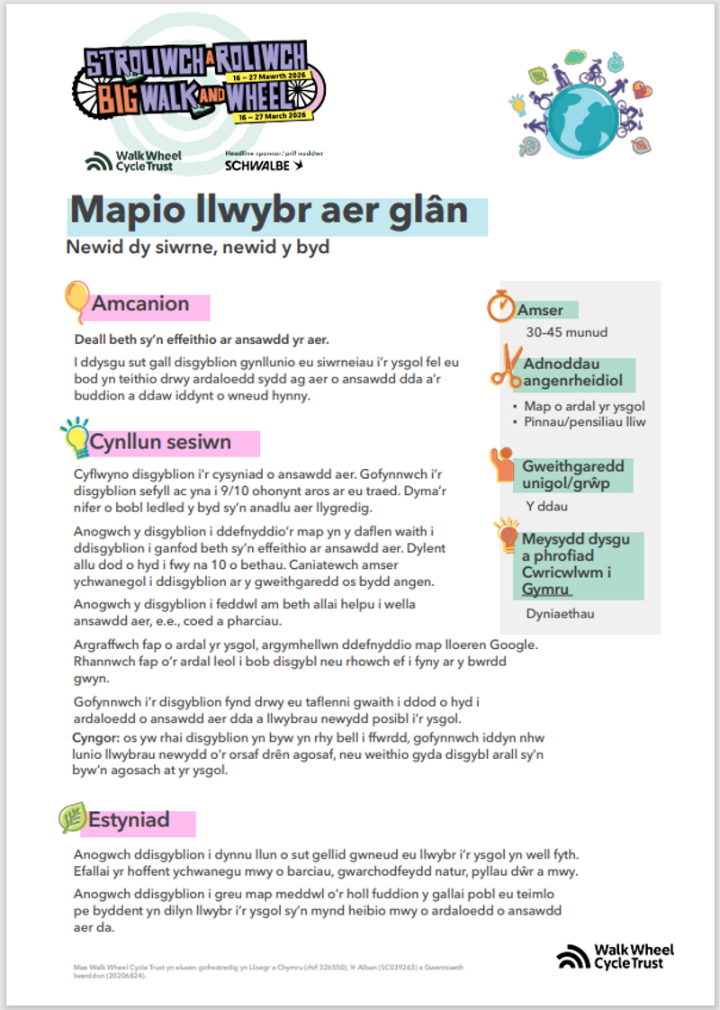 Mapio llwybr aer glân