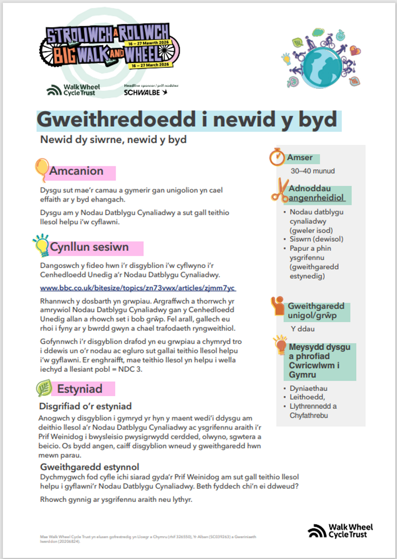 Gweithredoedd i newid y byd