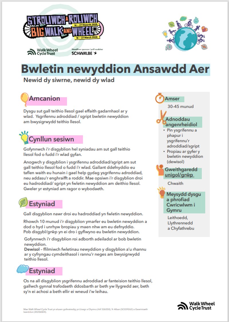 Bwletin newyddion Ansawdd Aer