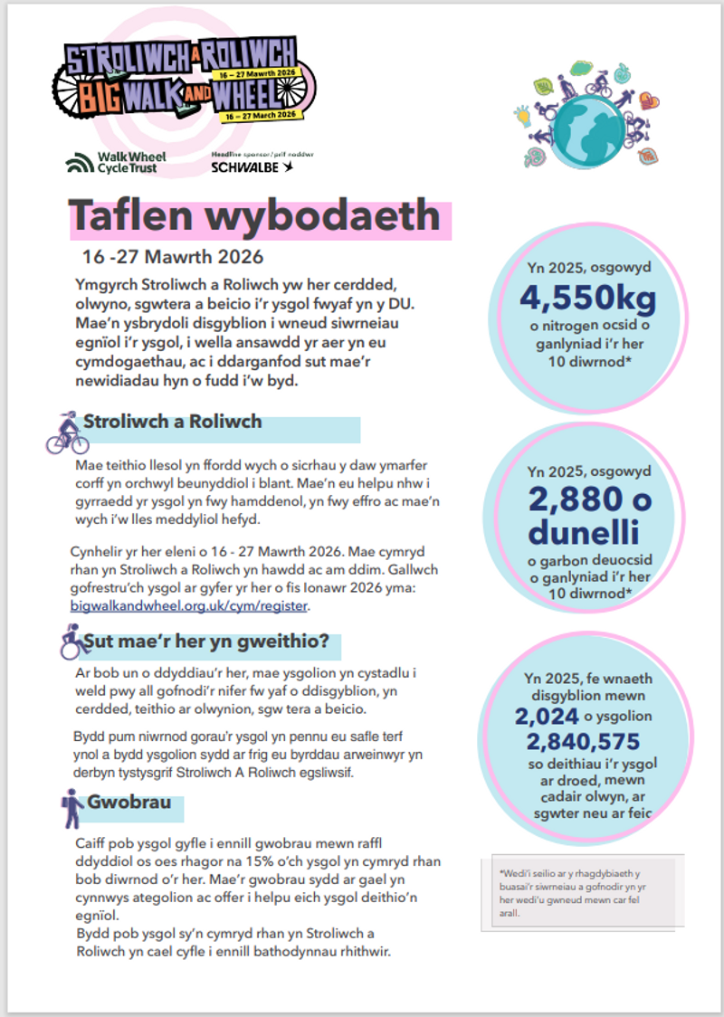 Taflen Wybodaeth Stroliwch a Roliwch