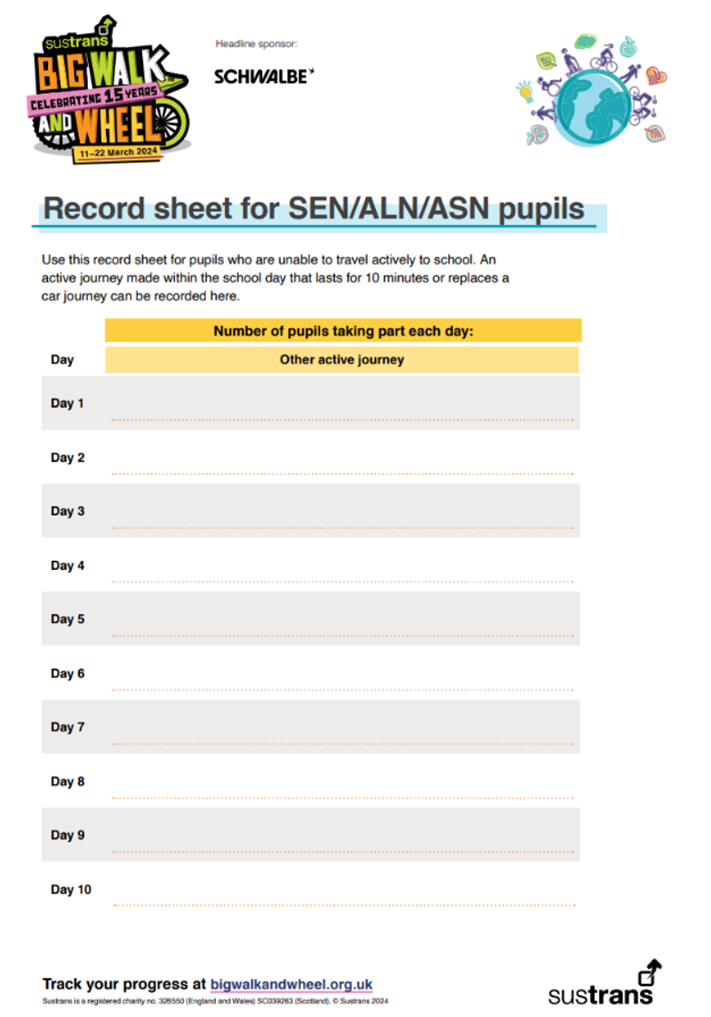 SEN/ALN/ASN Pupil Record Sheet