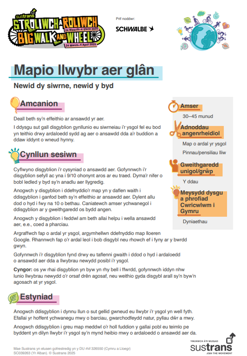 Mapio llwybr aer glân