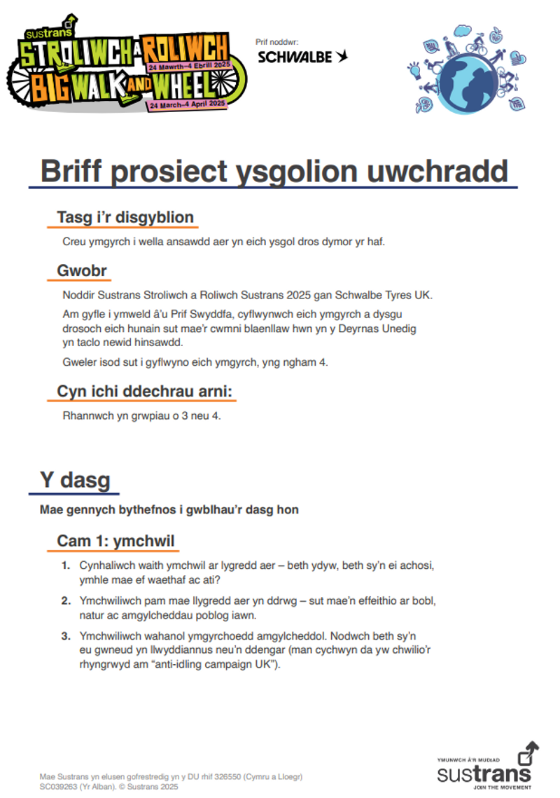 Prosiect disgyblion ysgol uwchradd