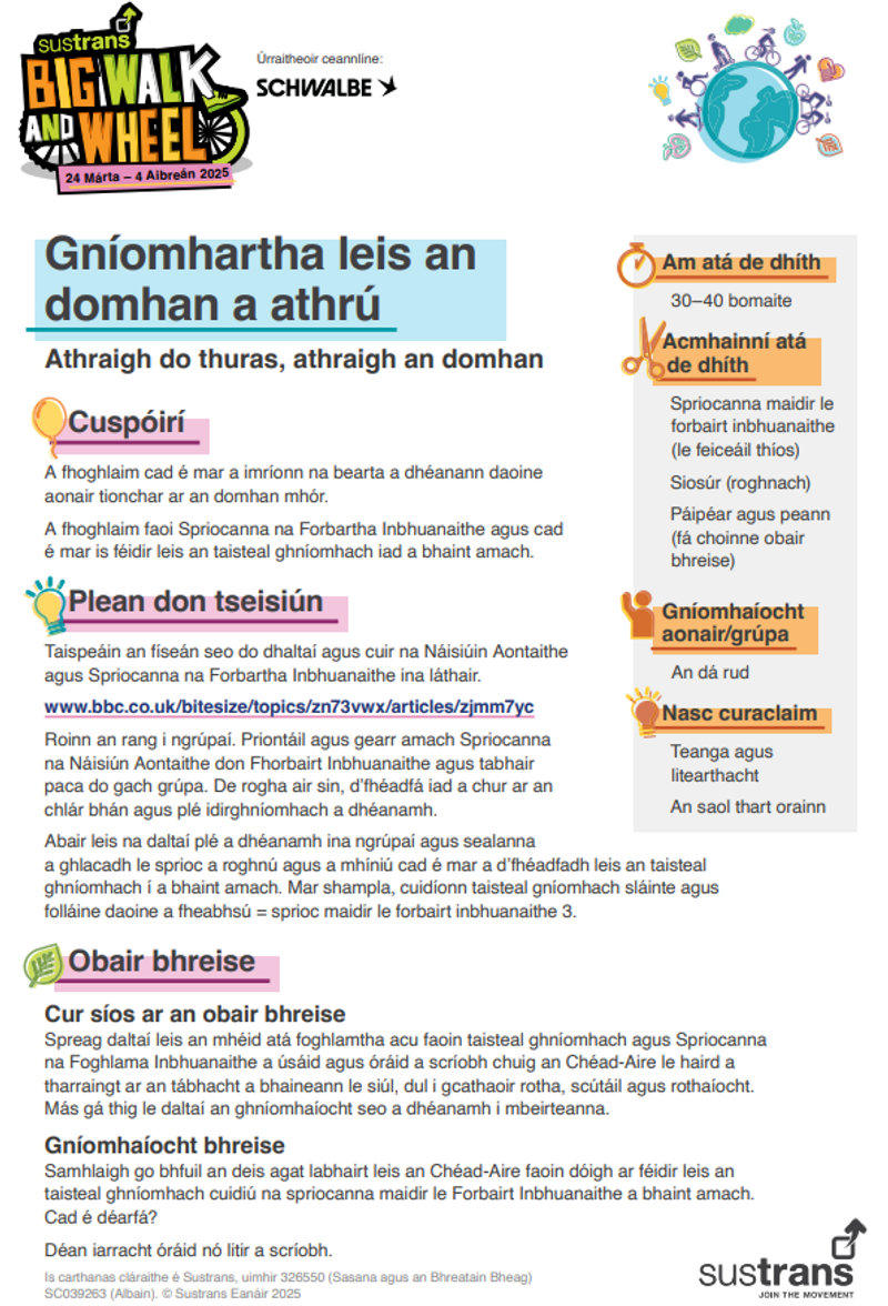 Gníomhartha leis an domhan a athrú