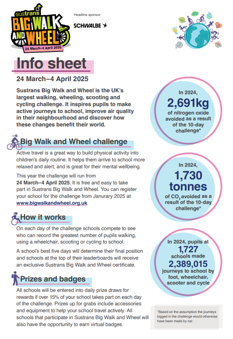 Sustrans Big Walk and Wheel Information Flyer