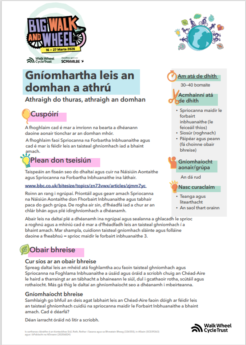 Gníomhartha leis an domhan a athrú