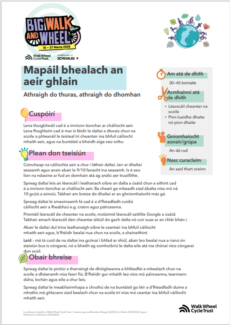 Mapáil bhealach an aeir ghlain