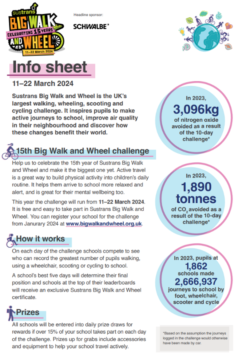 Sustrans Big Walk and Wheel Information Flyer
