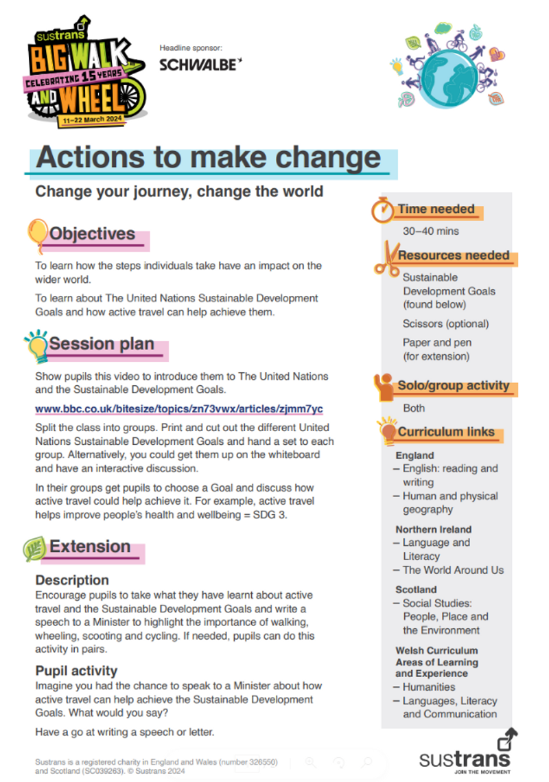 Actions to make change